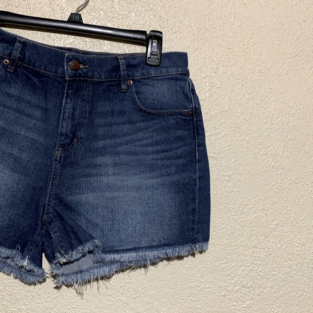 LOFT Jeans Shorts 8 Blue 5-Pocket Fringe Cotton Elastane - Picture 3 of 16
